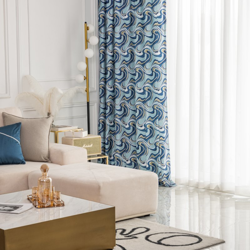 Rideau œillets Occultant Nuage Fantaisie Imprimé Bleu Salon-maisonfans.com