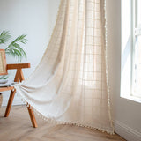 Rideau Tamisant à Carreaux Blanc Crème 140 x H240 cm-Maisonfans.com
