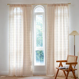 Rideau Tamisant à Carreaux Blanc Crème 140 x H240 cm-Maisonfans.com