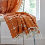 Rideau Tamisant à Carreaux Orange Terracotta 140 x H240 cm-Maisonfans.com