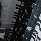 Rideau Tamisant Franges Piano Passe Tringle Noir Blanc-maisonfans.com
