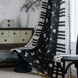 Rideau Tamisant Franges Piano Passe Tringle Noir Blanc-maisonfans.com