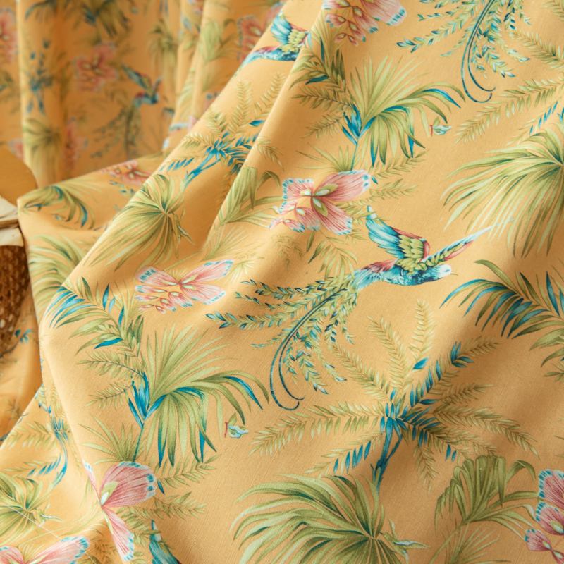 Rideau Tamisant œillets Phénix Imprimé Jaune Salon Décor-maisonfans.com