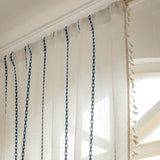 Rideau Tamisant Brodé Orange Bohémien Passe Tringle 140 x H260 cm