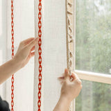 Rideau Tamisant Brodé Orange Bohémien Passe Tringle 140 x H260 cm