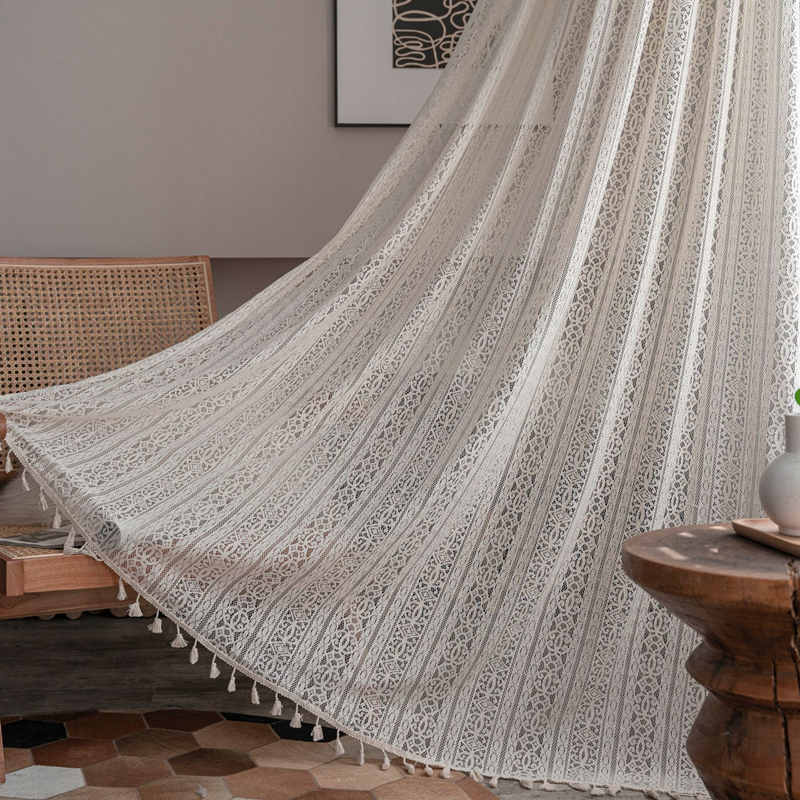 Rideau Tamisant Galon Fronceur Papillon 140 x H240 cm Beige Campagne