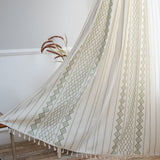 Rideau Tamisant Graphique Vert Passe Tringle 140 X 240cm-maisonfans.com