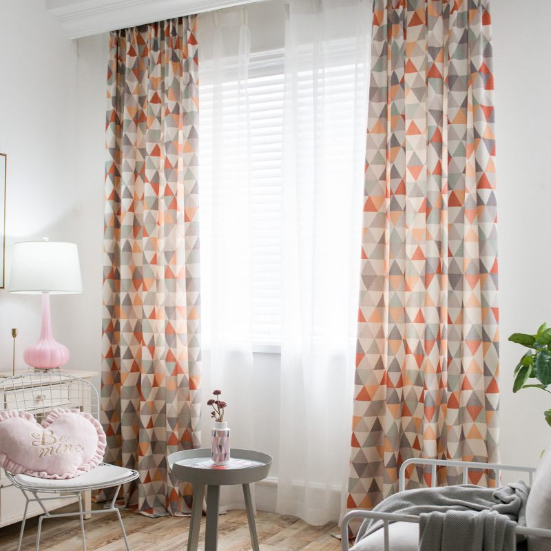 Rideau Tamisant Scandinave Motif Triangle Orange 140 x 260 cm-maisonfans.com
