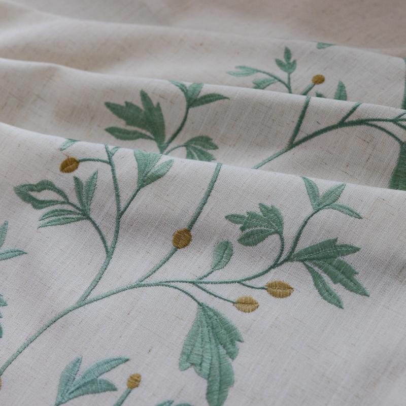 Rideau Style Rustique En Coton Lin Végétal 140 x H240 cm Herbe Vert