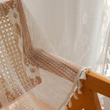 Voilage à Franges Galon Fronceur Rose 150 x H180 Blanc-Maisonfans.com