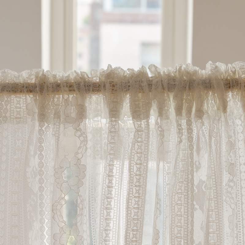 Voilage à Franges Galon Fronceur Rose 150 x H180 Blanc-Maisonfans.com