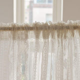 Voilage à Franges Galon Fronceur Rose 150 x H180 Blanc-Maisonfans.com