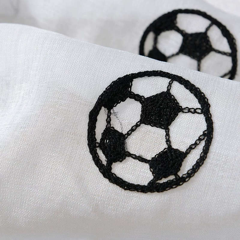 Voilage à œillets Football Broderie Noir 140 x H240 cm Rideaux Enfant