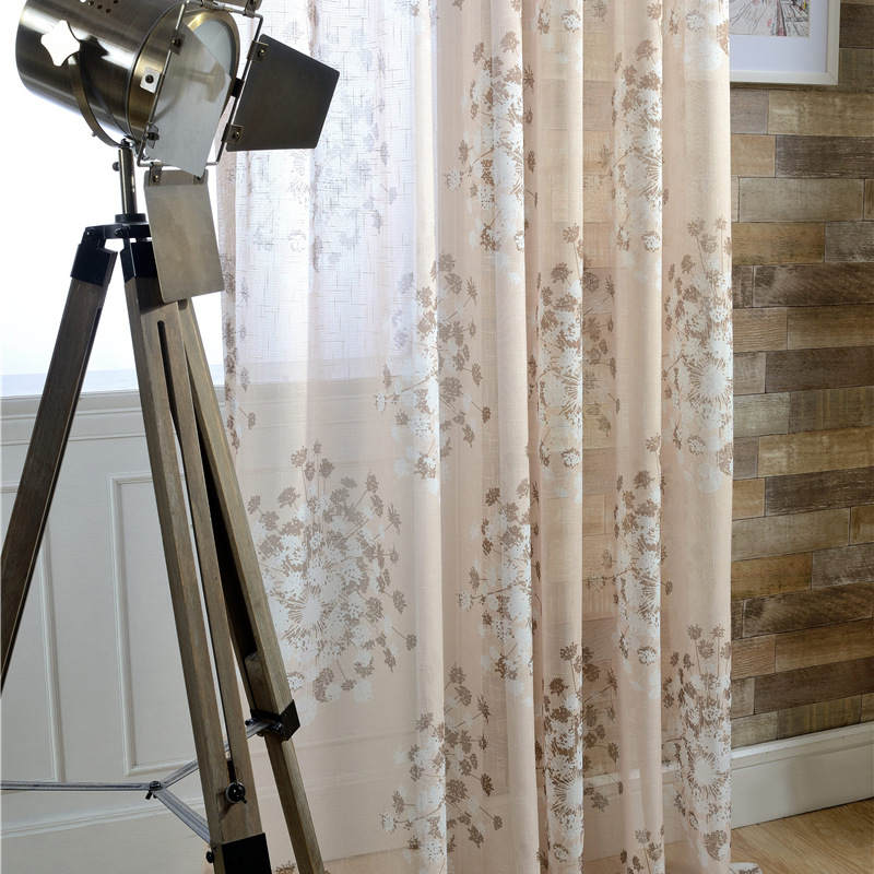 Voilage Pissenlit Imprimé Kaki 140X240cm Salon Campagne-Maisonfans.com