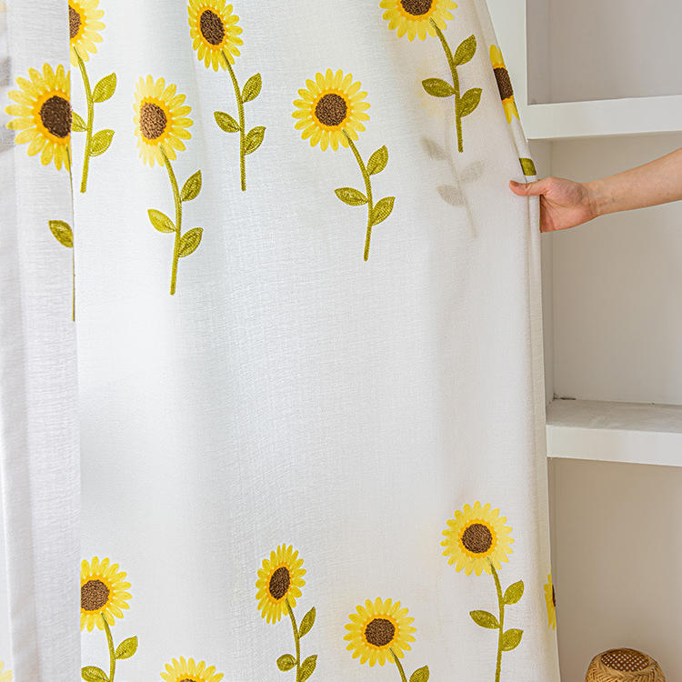Voilage Tournesol Brodé 140 x H240cm Chambre Salon-Maisonfans.com