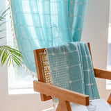 Voilage à Franges Carreaux Passe Tringle Vert Jade Rideau Salon Déco