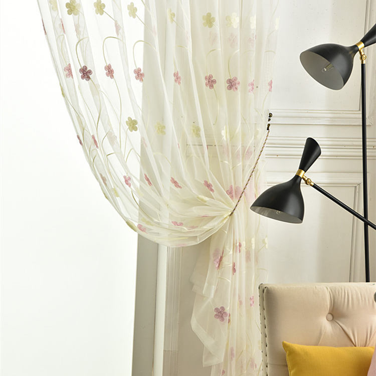 Voilage à œillets Fleur Brodée 140 x H240 cm Rose-Maisonfans.com