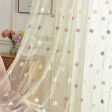 Voilage à œillets Fleur Brodée 140 x H240 cm Rose-Maisonfans.com