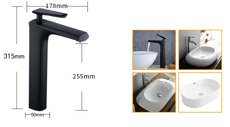 Mitigeur de lavabo Robinet placage Noir mat Doré en Laiton pour