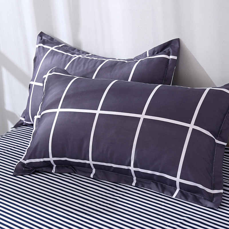 Housse de Couette et Deux Taies Carreaux Violet 140cm 200cm 240cm