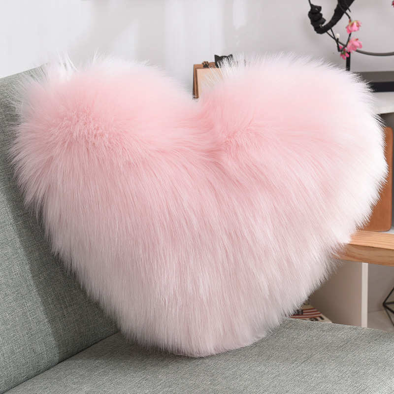 Coussin décoratif en laine courte en peluche douce couvre 18L x 18W luxe  style housse de coussin coque d'oreiller pour canapé chambre,Rose