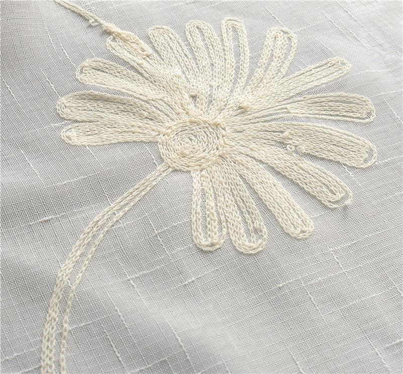 Voilage brodé fleur (135 x H240 cm) texture naturel