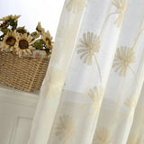 Voilage brodé fleur (135 x H240 cm) texture naturel