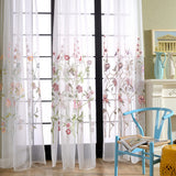 Voilage à œillets Brodé Fleur en Coton (135 x H240 cm) 3 modèles