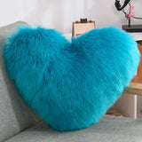 Coussin en Cœur Bleu Doux Fausse Laine (40 X 50 cm) Oreiller Canapé Fauteuil