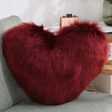 Coussin en Cœur Bordeaux Doux Fausse Laine (40 X 50 cm) Oreiller Canapé Fauteuil