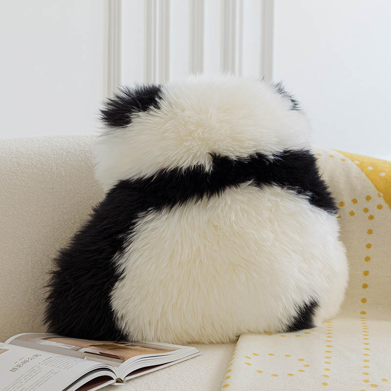 Coussin Panda Oreiller Doux Fausse Laine 52x57 pour canapé fauteuil-Maisonfans