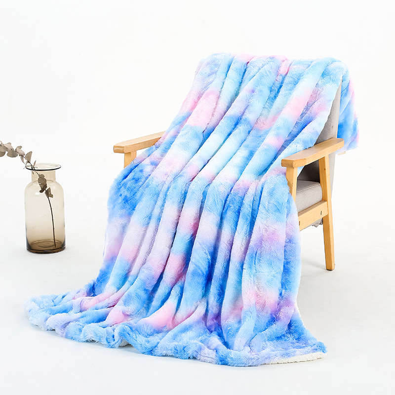 Couverture Tie-dye Doux Polaire Plaid 200cm Chaud Bleu Violet Canapé