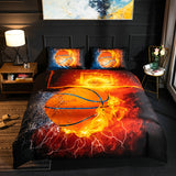 Housse de Couette Basket-ball et Deux Taies 3D Bleue