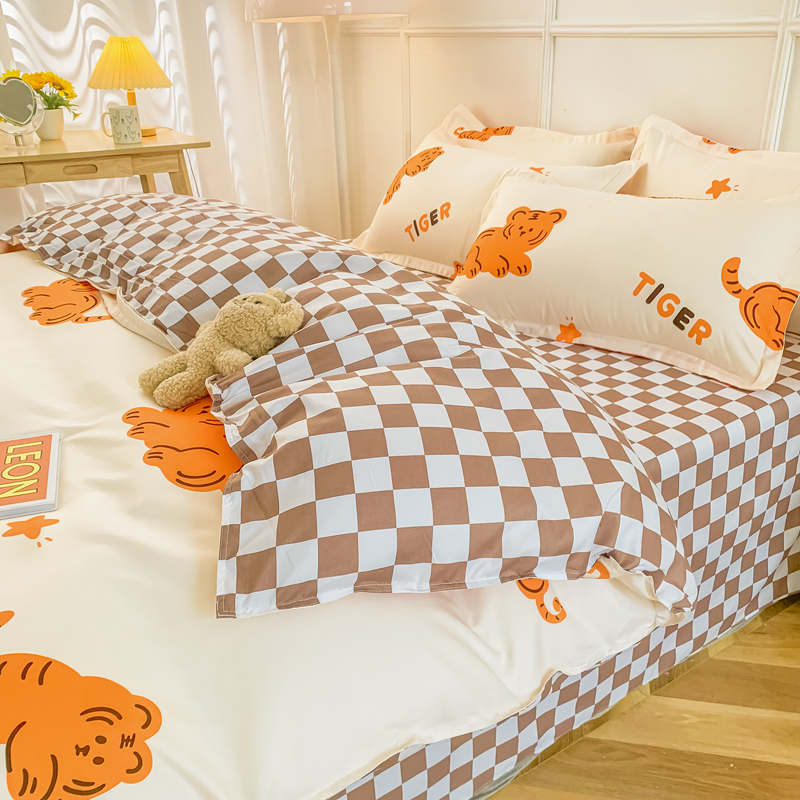 Housse de couette et Deux Taies Tigre Orange 240cm Enfant Garçon 140cm 200cm 240cm