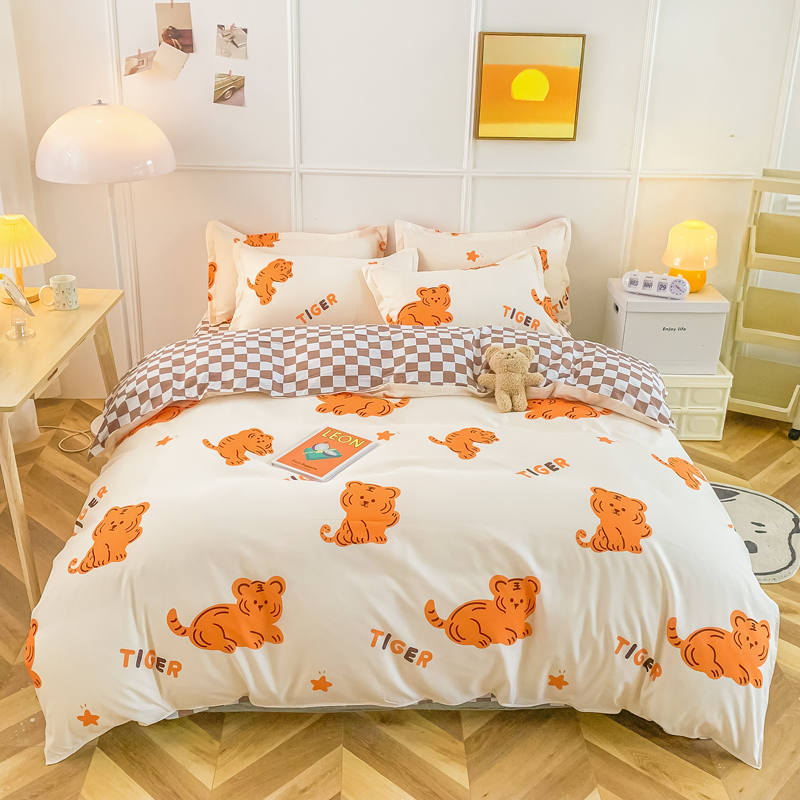 Housse de couette et Deux Taies Tigre Orange 240cm Enfant Garçon 140cm 200cm 240cm