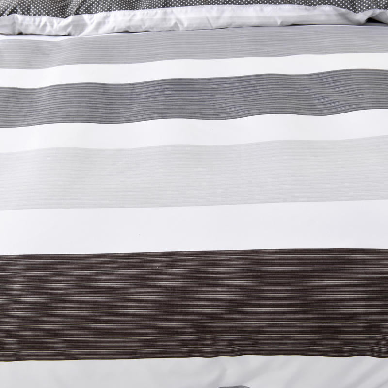Housse de Couette et Deux Taies Rayures 240cm Blanc Une Personne Deux Personnes