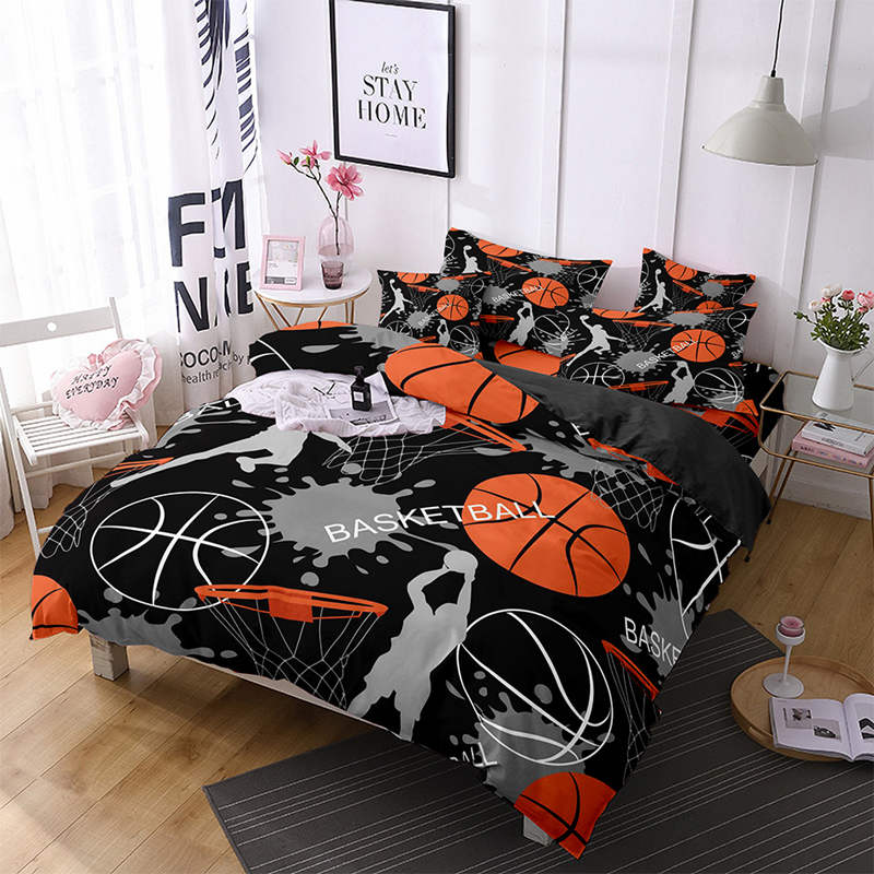 Housse de couette et Deux Taies Basketball 240cm Orange-Maisonfans.com