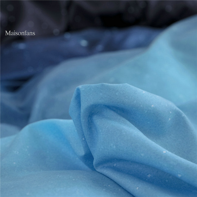 Housse de couette et deux taies d'oreiller ciel parure de lit chambre enfant bleu