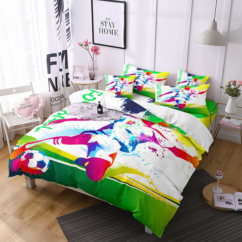 Housse de couette et Deux Taies Football Couleur 240cm-Maisonfans.com