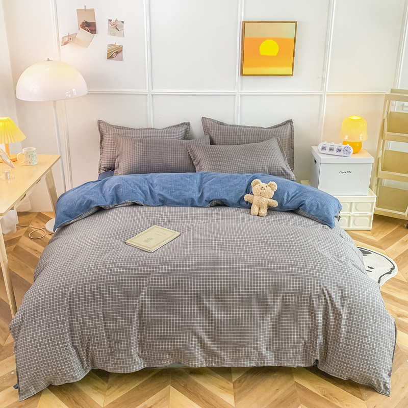 Housse de Couette et Deux Taies Gris Bleu 140cm 200cm 240cm Adulte
