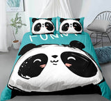 Housse De Couette et Deux Taies Panda 200cm Vert