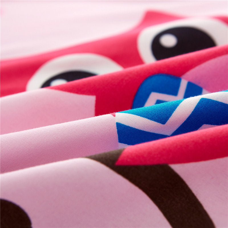 Housse de couette et taie d'oreiller hibou (140 cm, 240 cm) pour chambre d'enfant