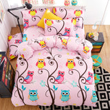 Housse de couette et taie d'oreiller hibou (140 cm, 240 cm) pour chambre d'enfant