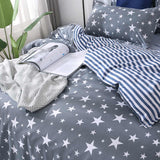 Housse de Couette et Deux Taies Etoiles gris 200cm 240cm-Maisonfans