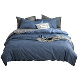 Housse de Couette Bleu Gris et 2 taies 1 personne 2 personnes