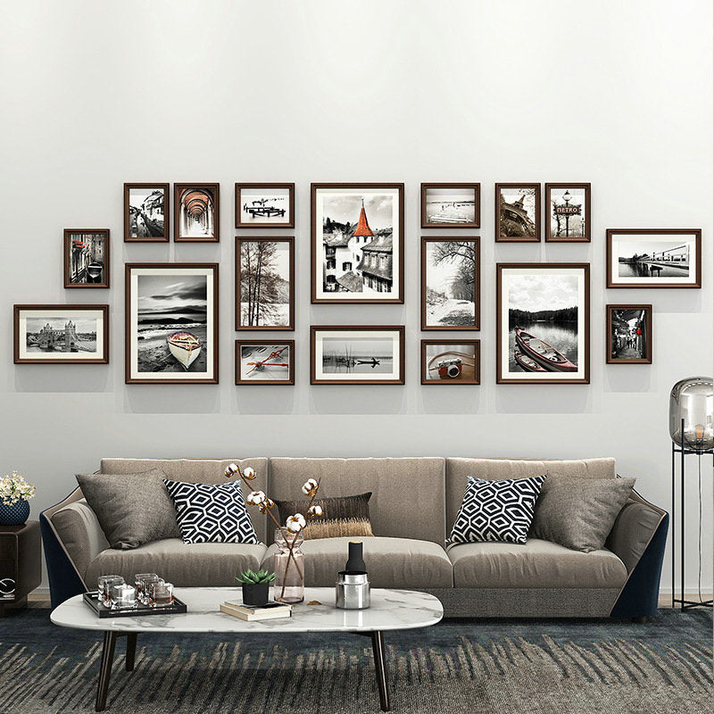 Lot de 18 Cadres Photos en Bois Naturel Brun