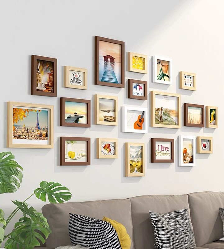 Lot de 20 Cadres Photos Nature Bois Décor Cadre Mur Pas Cher