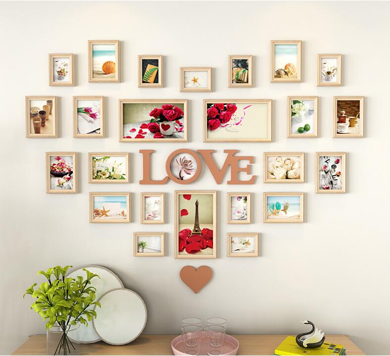 Lot de 20 Cadres Photos Nature Bois Décor Cadre Mur Pas Cher