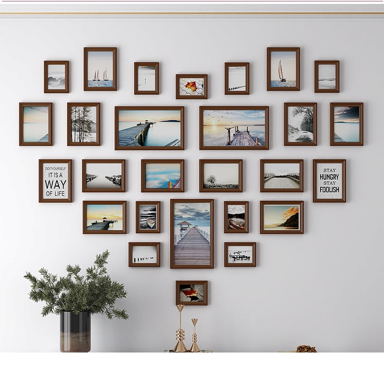 Lot de 27 Cadres Photo en Bois Paysage Café Mur Cadre-Maisonfans.com