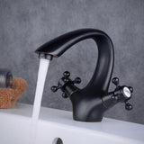 Mitigeur de lavabo à deux poignées noir mat en laiton pas cher